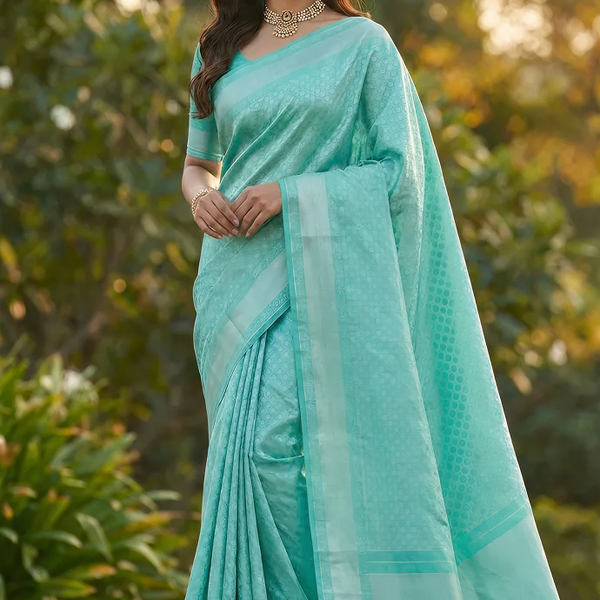 Elegant Sky Blue Jacquard Saree