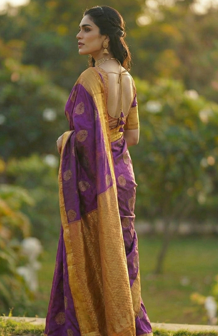 Elegant Purple Jacquard Saree – Premium Woven Design for Weddings & Festive Occasions