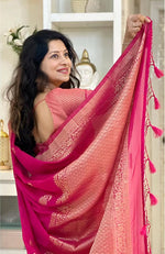 Charming Pink Jacquard Saree