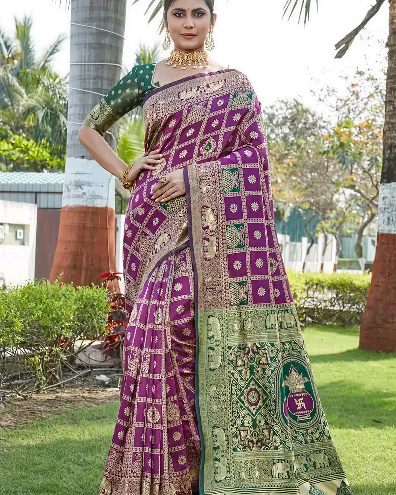 Graceful Purple Jacquard Saree