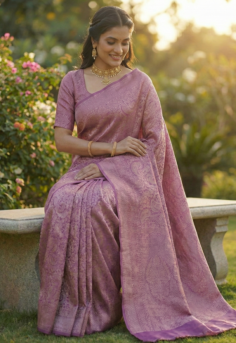 Royal Purple Jacquard Saree