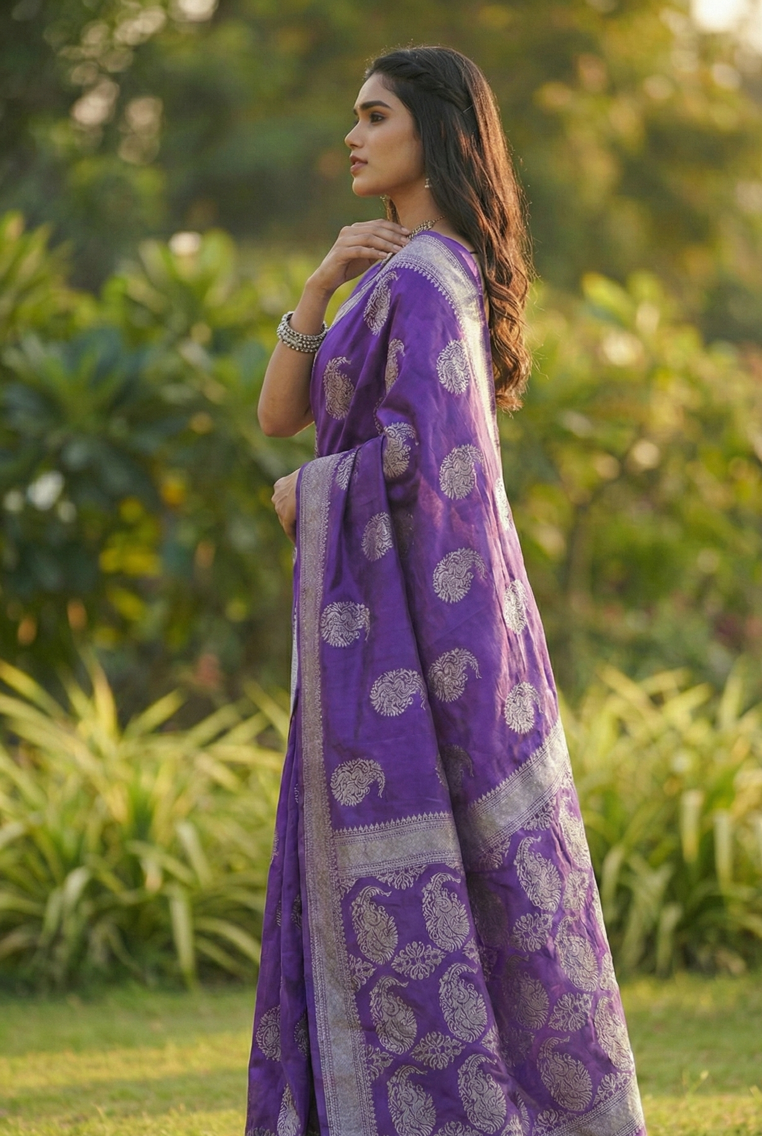 Elegant Purple Jacquard Saree