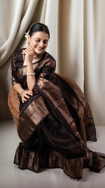 Classic Brown Jacquard Saree