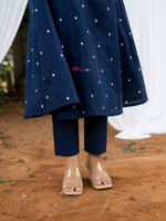 Midnight Blue Pure Cotton Flared Kurti Set