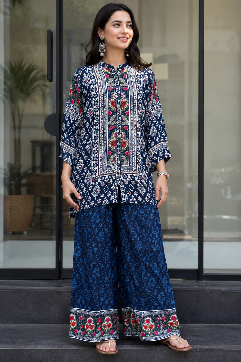 Women's Pure Natural Crape Floral Printed Co-Ord Set