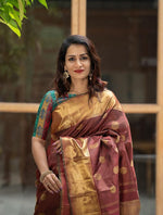 Brown Jacquard Saree