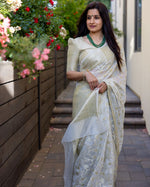 Elegant White Jacquard Saree