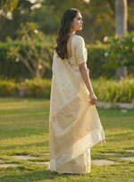 Elegant Cream Jacquard Sare