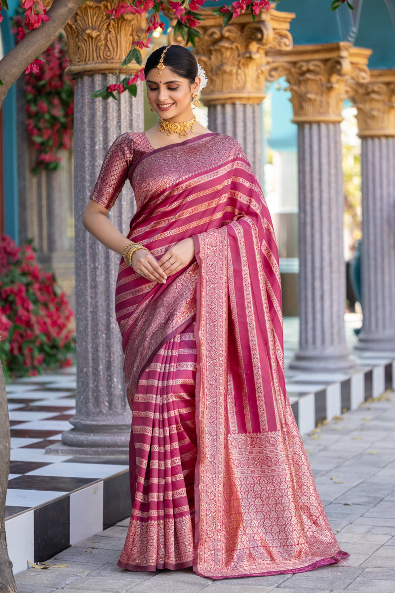 Premium Dark Pink Jacquard Saree