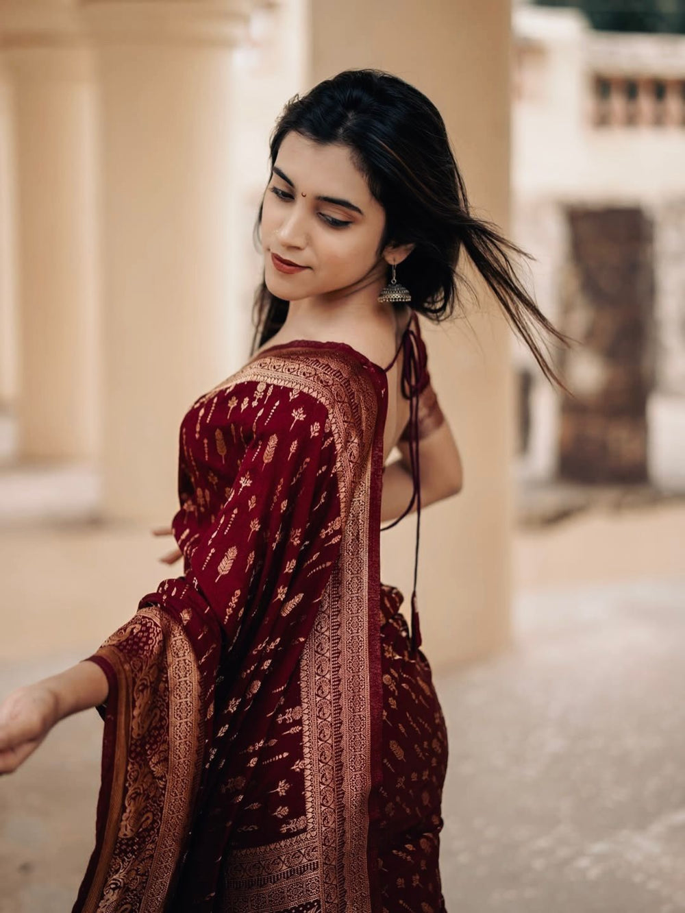 Rich Maroon Jacquard Saree