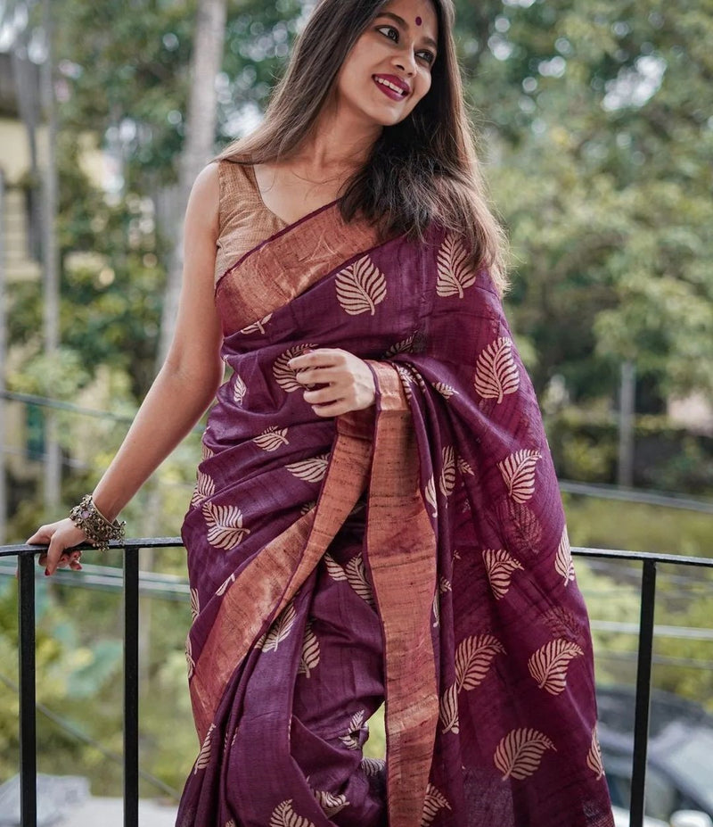 Royal Wine Jacquard Saree