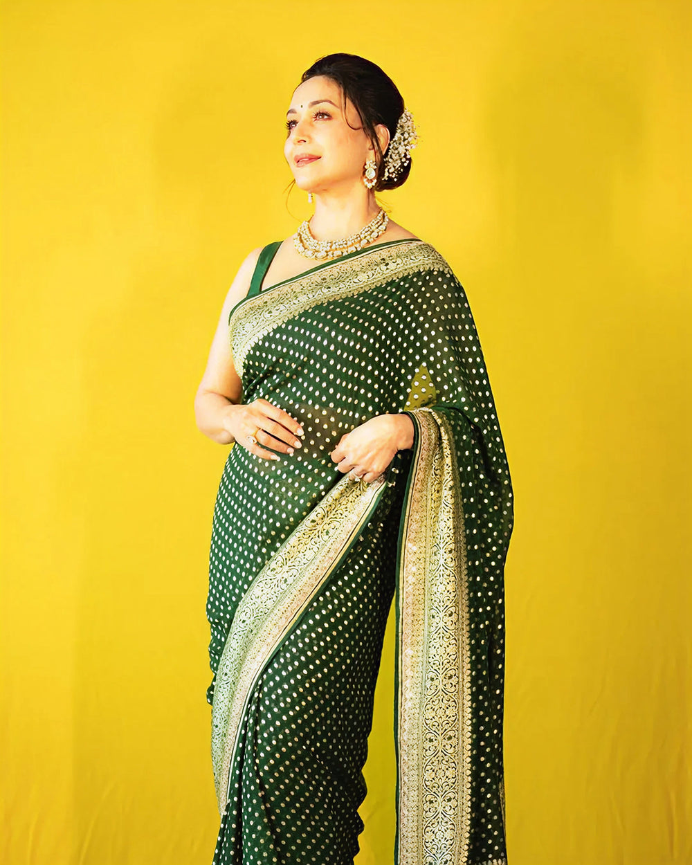 Emerald Green Jacquard Saree