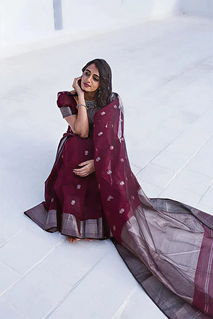 Royal Wine Jacquard Saree