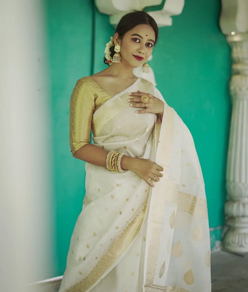 White Jacquard Saree