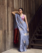 Graceful Grey Jacquard Saree