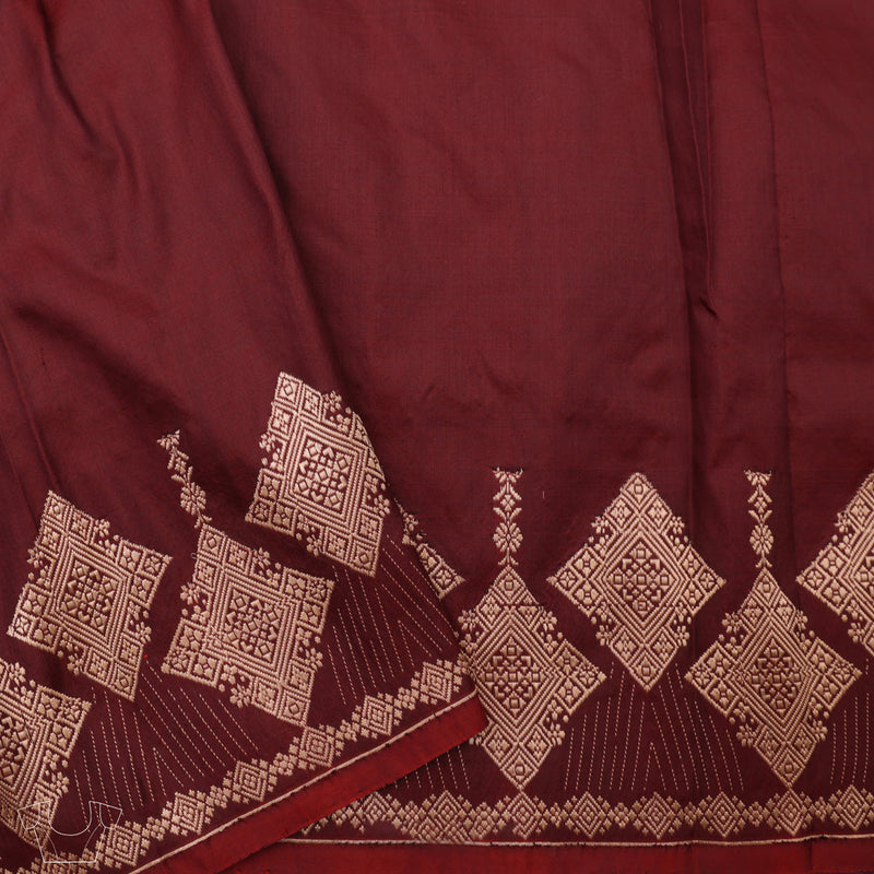 Dark Wine Red Jacquard Saree