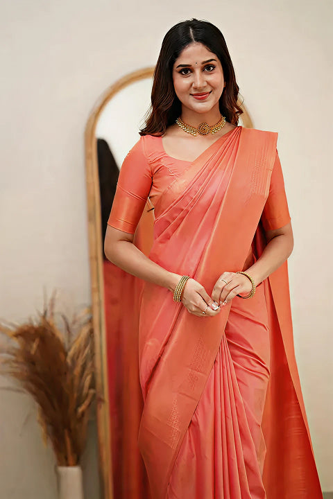Graceful Pink Jacquard Saree – Soft Luxury Weave for Festive & Party Wear