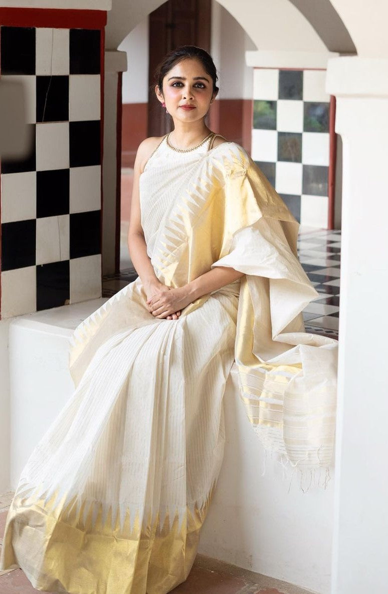 Pure White Jacquard Saree