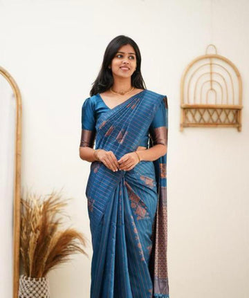 Elegant Rama Jacquard Saree for Festive & Traditional Wear