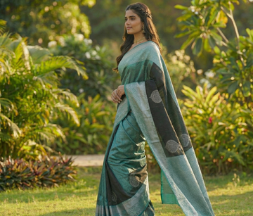 Tea Blue Jacquard Saree – Soft Elegance with Premium Woven Detailing