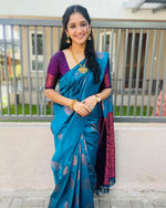 Royal Blue Jacquard Saree