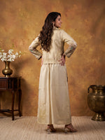 Cream Embroidered Naylon Tissue 3-Piece Suit