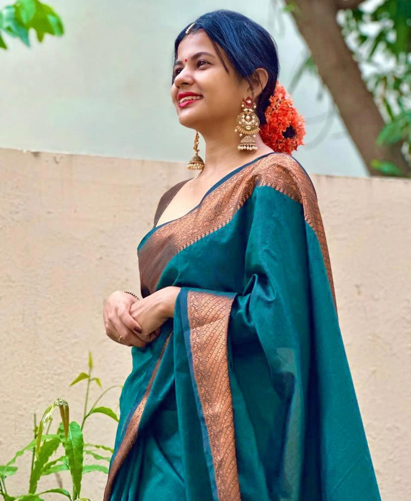 Dark Blue Jacquard Saree