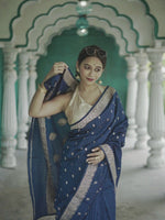 Royal Blue Jacquard Saree
