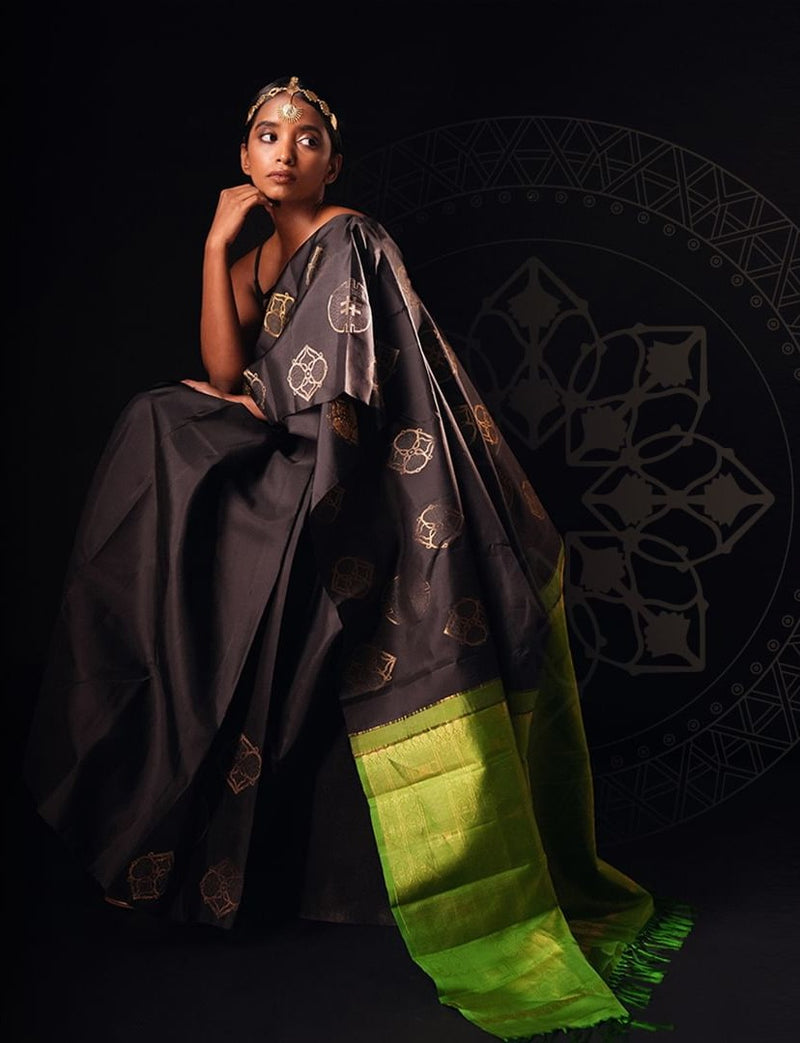 Luxury Black Jacquard Saree