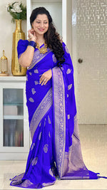 Elegant Blue Jacquard Saree