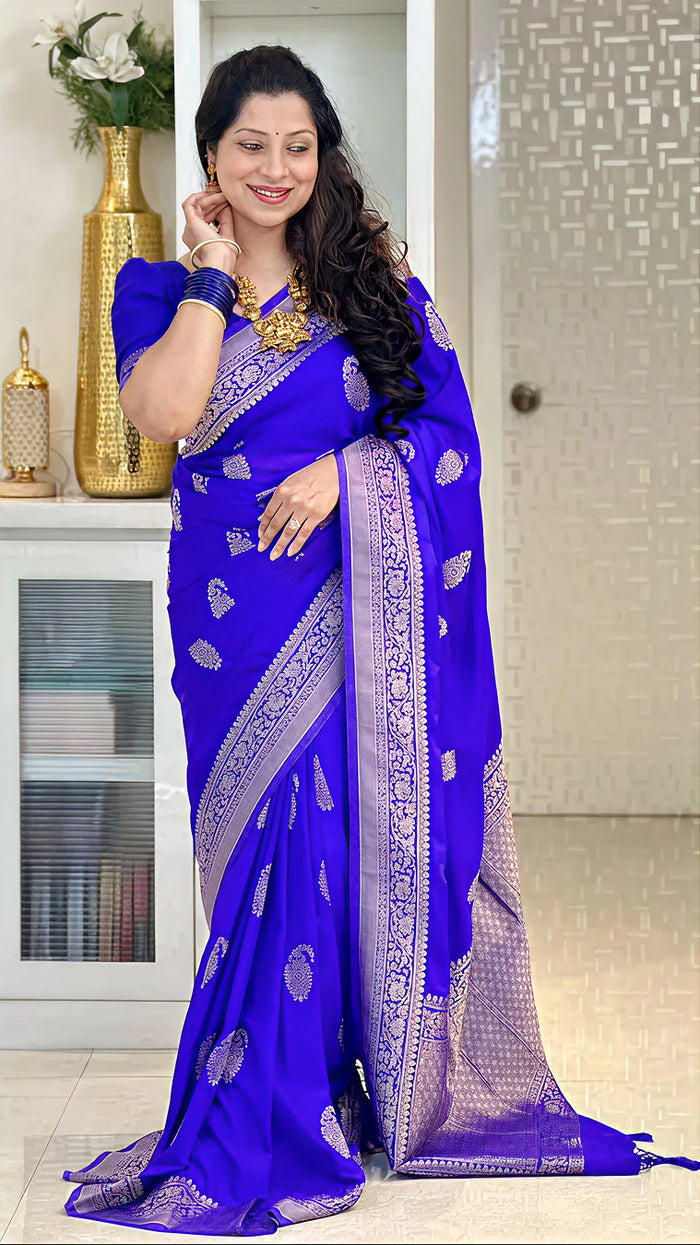 Elegant Blue Jacquard Saree – Premium Woven Traditional Saree for Festive & Party Wear
