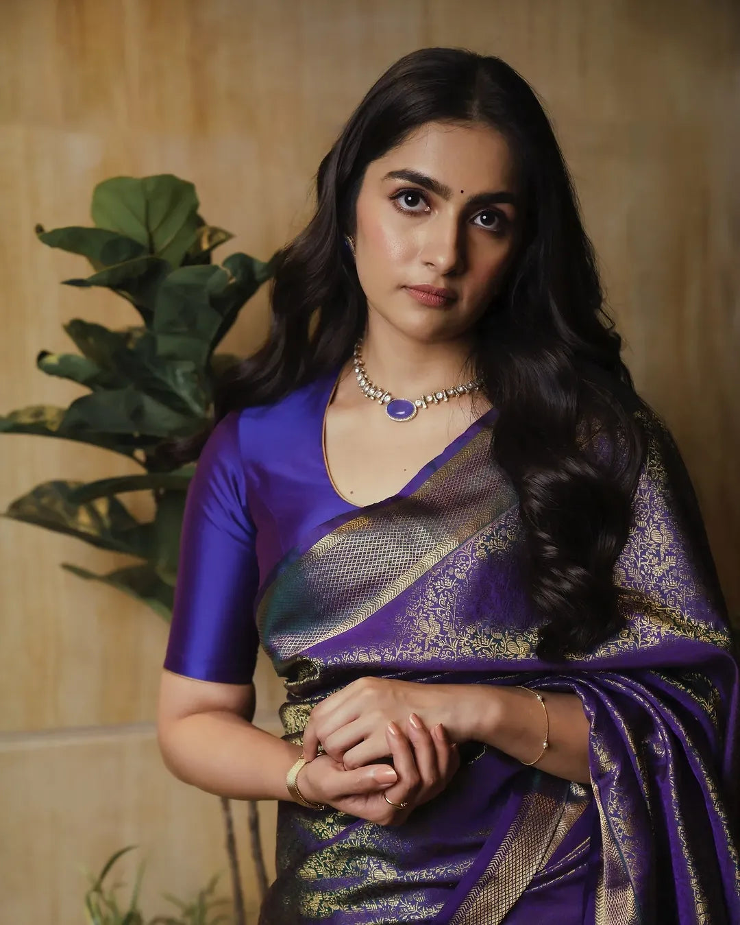 Royal Dark Purple Jacquard Saree