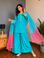 Sky Blue Embroidered Kurta Pant Set