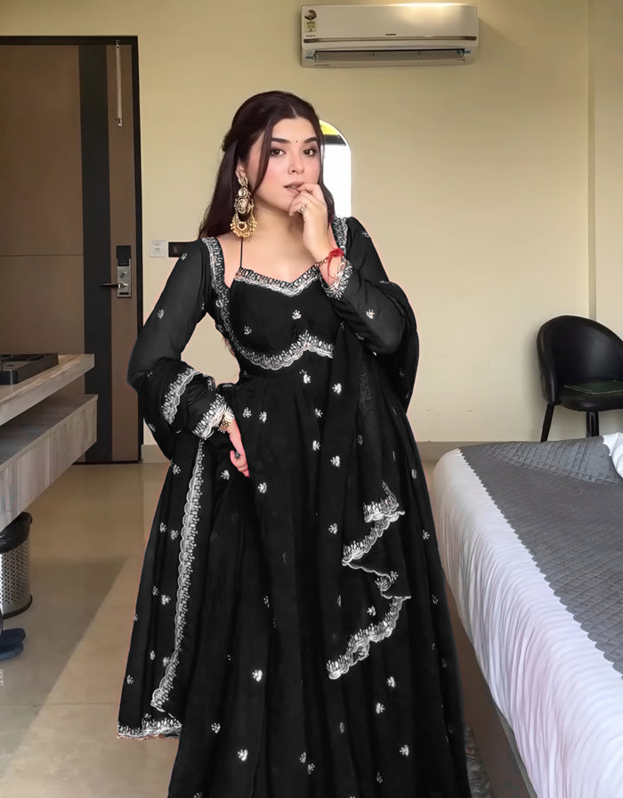 Neha Elegant Black Festival Anarkali Suit Set