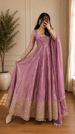 Peach Blossom Elegant Fandy Silk Anarkali Suit Set