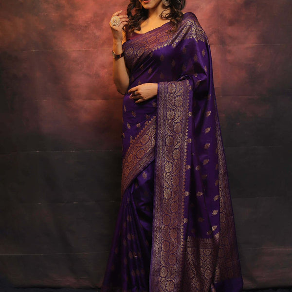 Royal Purple Jacquard Saree