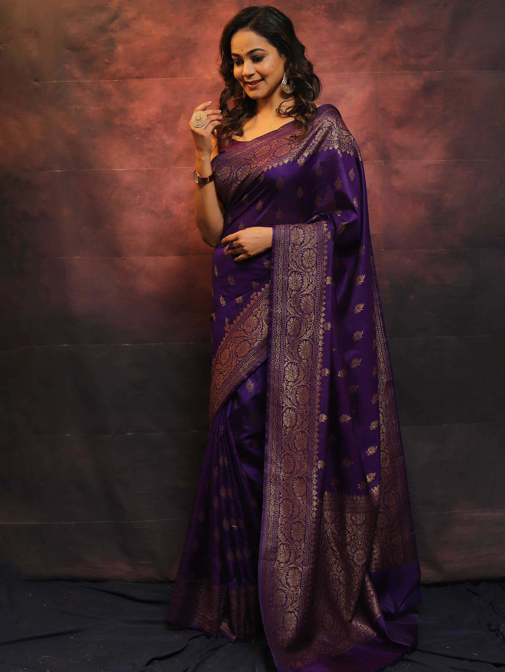 Royal Purple Jacquard Saree