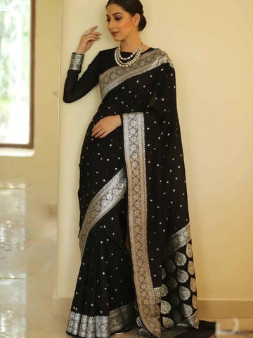 Black Jacquard Saree – Elegant & Timeless Ethnic Wear