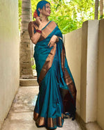 Dark Blue Jacquard Saree