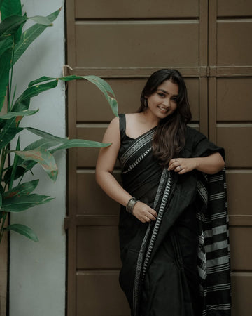 Classic Black Jacquard Saree – Timeless Elegance for Evening & Festive Wear