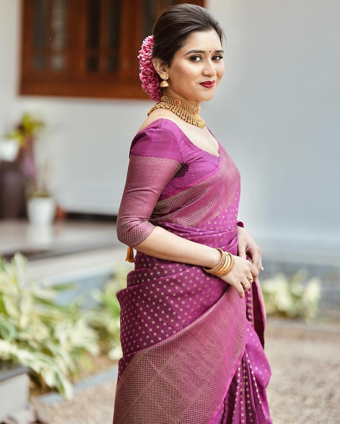Royal Purple Jacquard Saree – Premium Festive & Wedding Wear Elegance