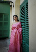 Charming Pink Jacquard Saree 