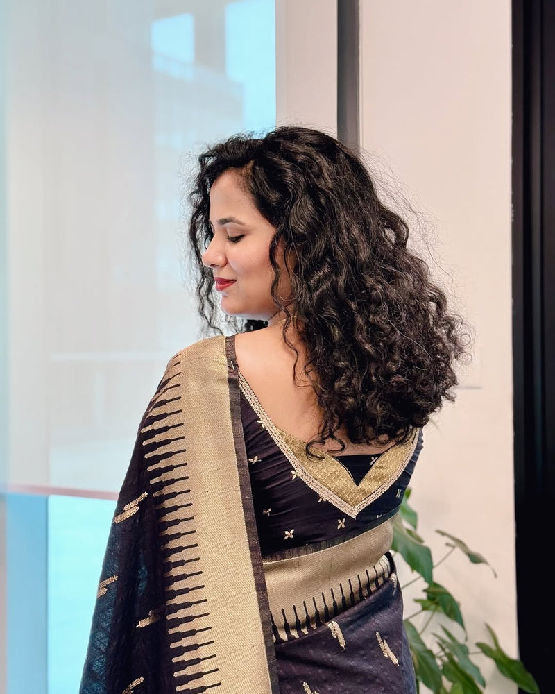 Luxury Black Jacquard Saree