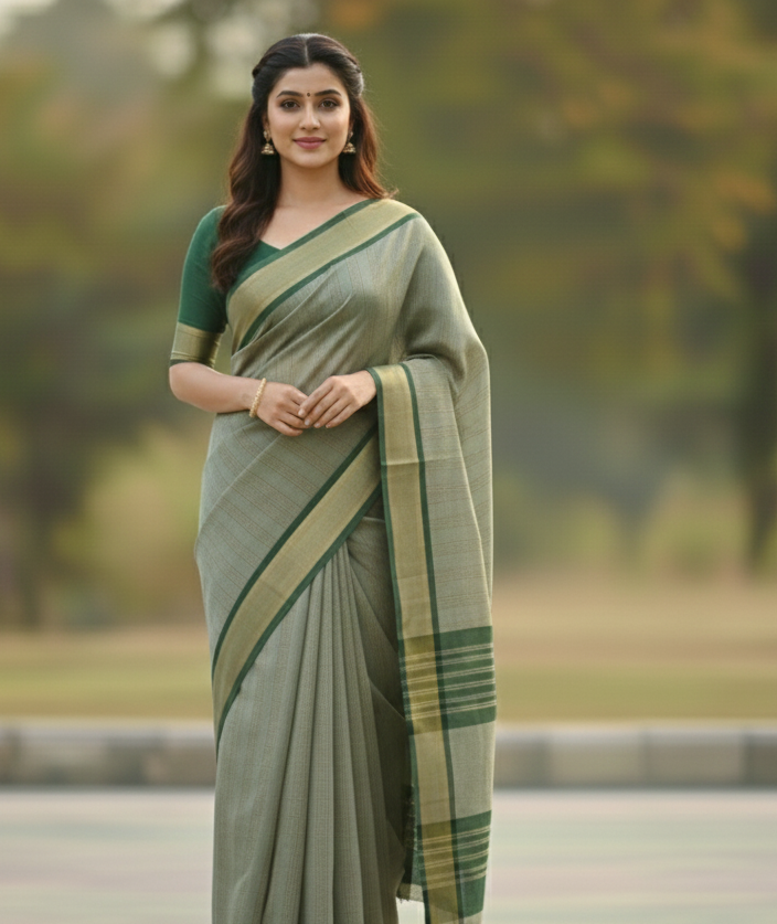 Mahendi Green Jacquard Saree
