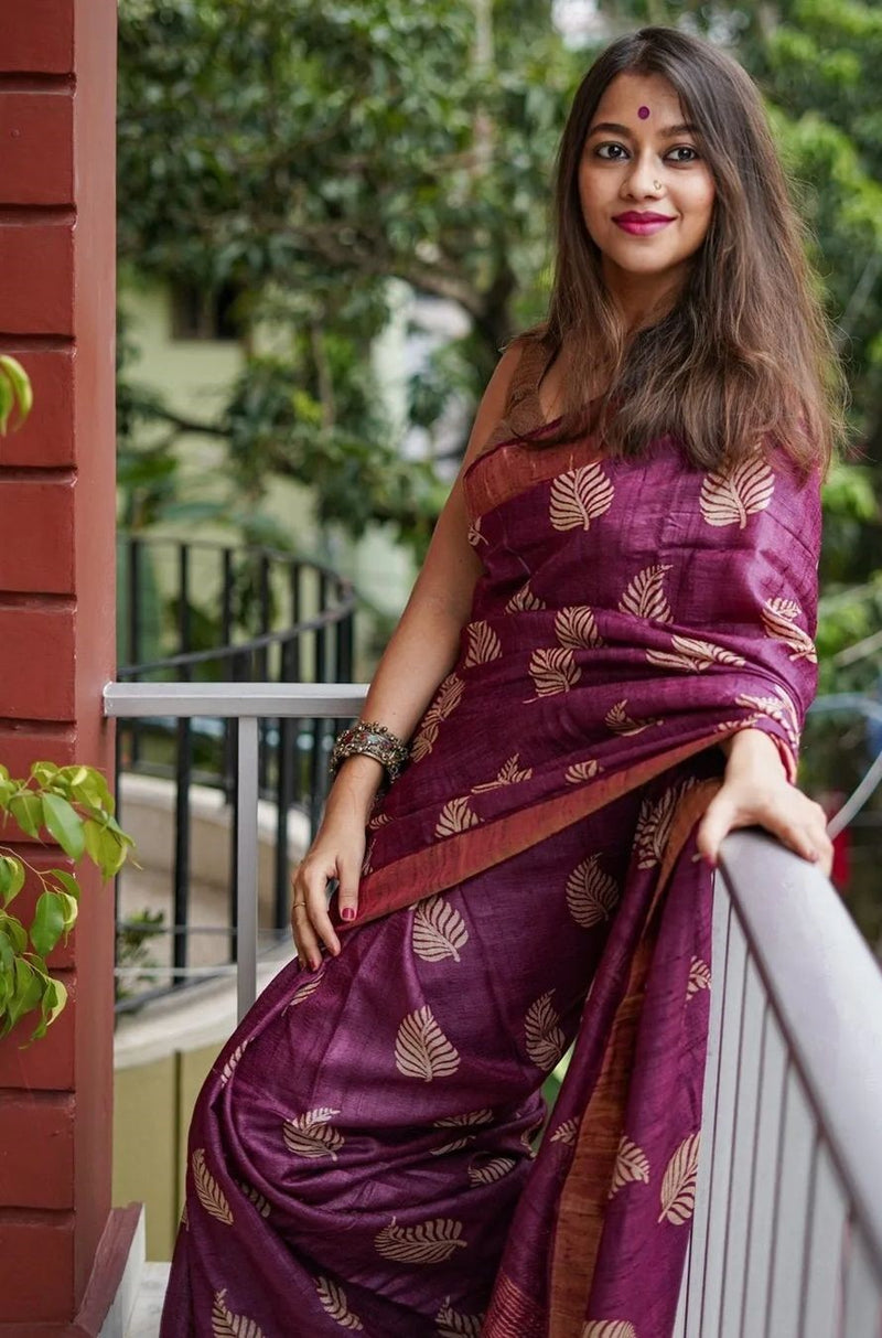 Royal Wine Jacquard Saree