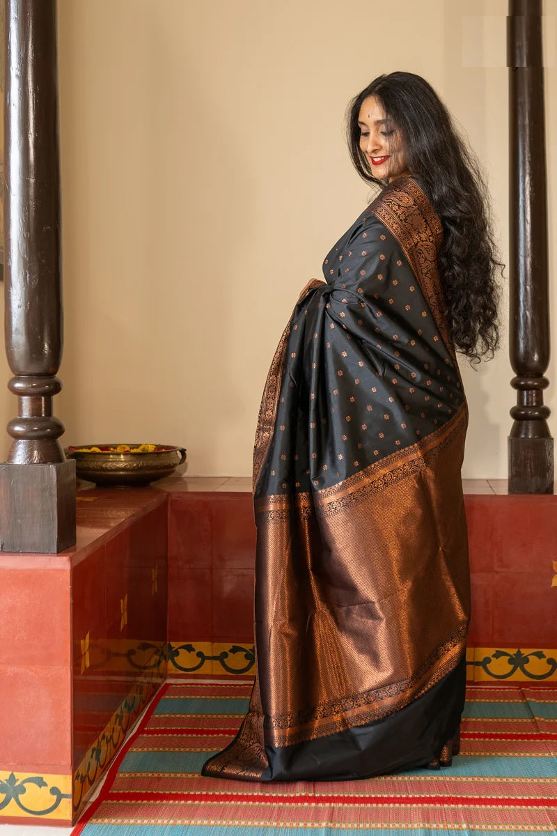 Classic Black Jacquard Saree