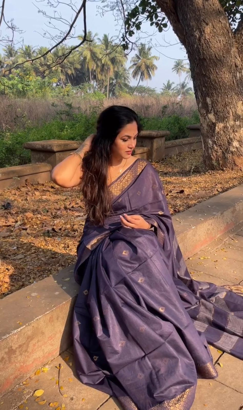 Elegant Purple Jacquard Saree