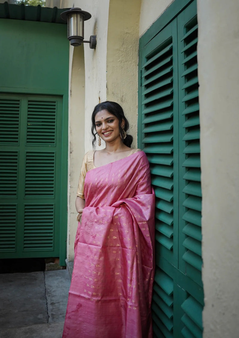 Charming Pink Jacquard Saree