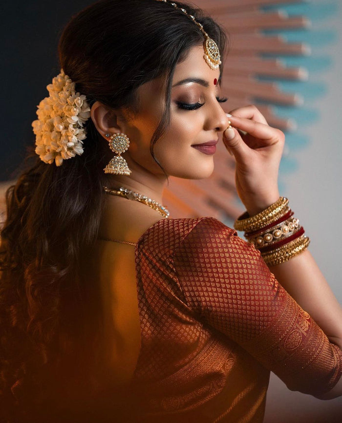 Elegant Brown Jacquard Saree for Timeless Ethnic Style