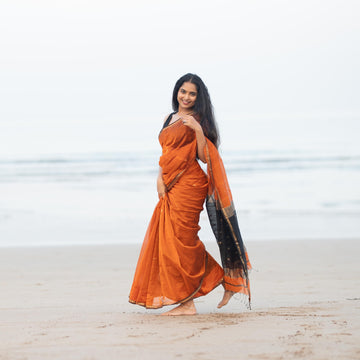 Orange Jacquard Saree – Vibrant & Elegant Indian Ethnic Wear